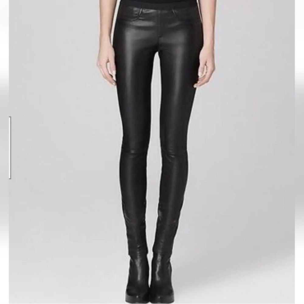 Helmut Lang Stretch Leather Legging Pants Black Size 0
